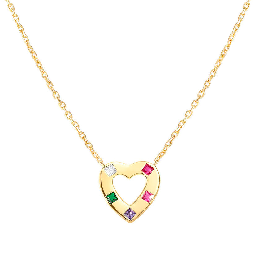CARISMATICA necklace 925 sterling silver fine cz. Yellow gold Mixed heart
