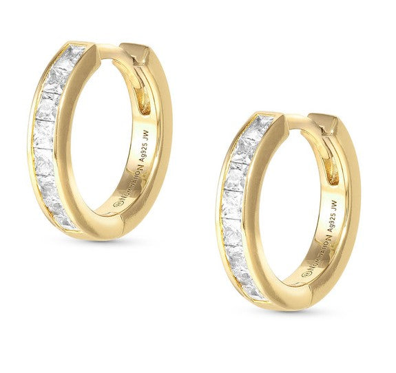 CARISMATICA earrings 925 sterling silver and cz fin. Yellow gold WHITE