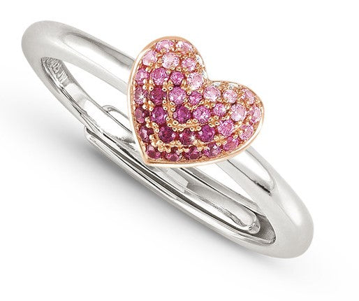 CRYSALIS ring 925 sterling silver BI-TONE fin. cz Heart