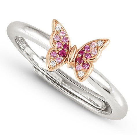 CRYSALIS ring 925 sterling silver BI-TONE fin. cz Butterfly