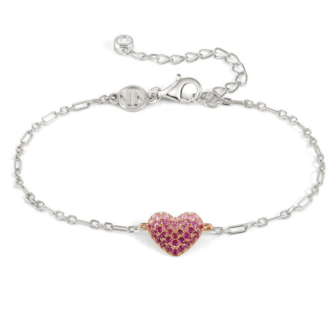 CRYSALIS bracelet 925 sterling silver BI-TONE fin. cz Heart