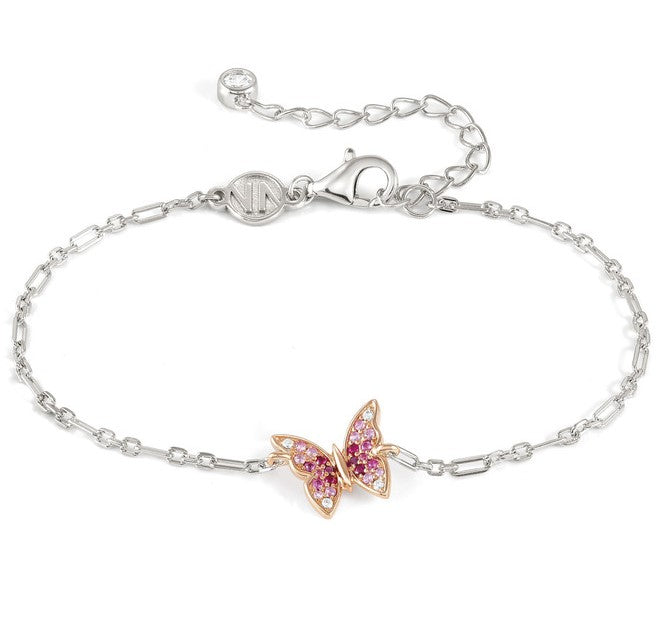 CRYSALIS bracelet 925 sterling silver BI-TONE fin. cz Butterfly