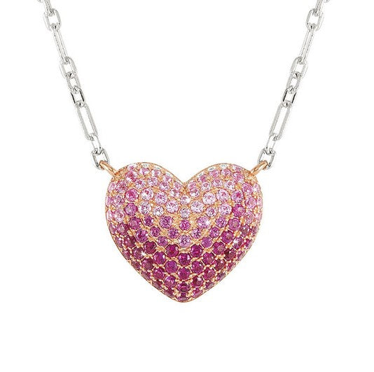 CRYSALIS necklace 925 sterling silver BI-TONE fin. cz Heart