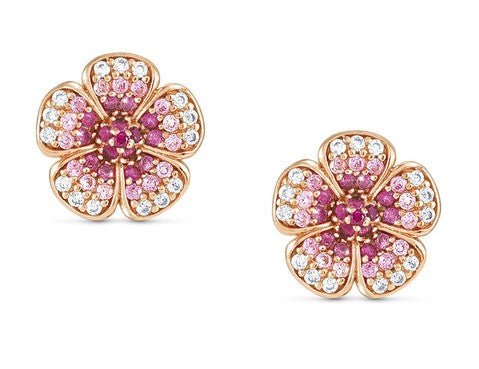 CRYSALIS earrings 925 sterling silver BI-TONE fin. cz Flower
