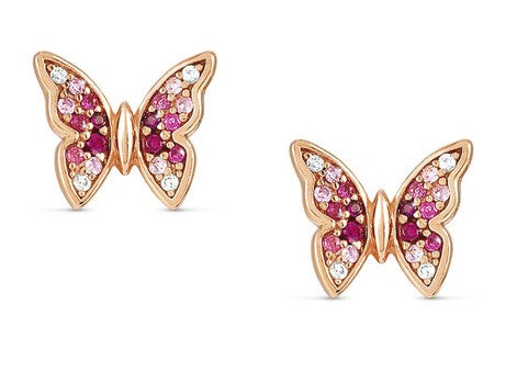 CRYSALIS earrings 925 sterling silver BI-TONE fin. cz Butterfly
