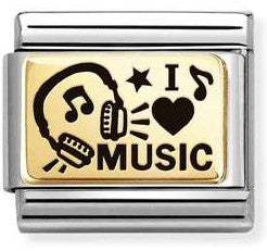 030166/46 Classic steel, 18k gold I love music