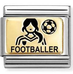030166/48 Classic steel, 18k gold Woman footballer