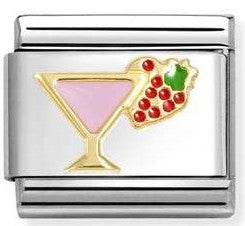 030272/88 Classic steel, enamel, 18k gold Cocktail, strawberry