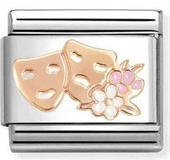 430202/32 Classic steel, enamel , 9k rose gold Masks with flowers
