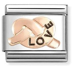 430202/35 Classic steel, enamel, 9k rose gold LOVE knot