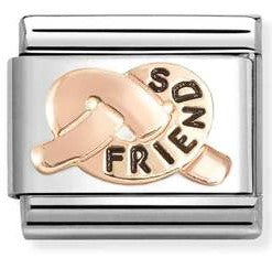 430202/36 Classic steel, enamel , 9k rose gold FRIENDS knot