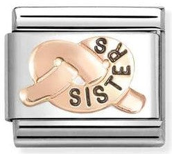 430202/38 Classic steel, enamel , 9k rose gold SISTERS knot