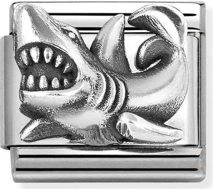 330101/87 Classic OXIDIZED SYMBOLS in st.steel 925 silver Shark