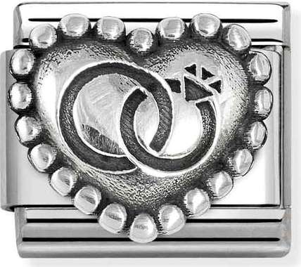 330101/90 Classic OXIDIZED SYMBOLS in st.steel 925 silver Wedding Rings heart