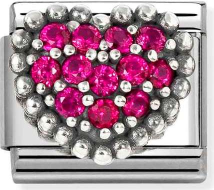 330327/08 Classic steel, Cz , 925 silver RICH red dot heart