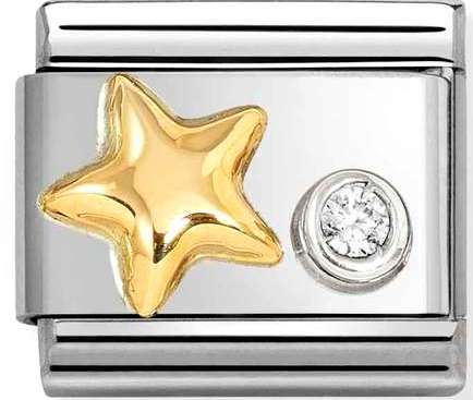 630301/01 Classic steel, 750 gold, 925 silver & CZ Raised Star cz WHITE