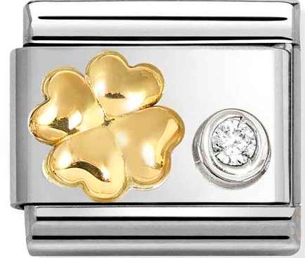 630301/03 Classic steel, 750 gold, 925 silver & CZ Four leafed Clover