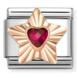 430609/005 Classic DIAMOND STAR CZ, in steel and 9k Rose gold RED