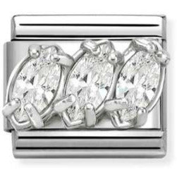 330329/05 CL steel, CZ and 925 sterling silver WHITE Trilogy