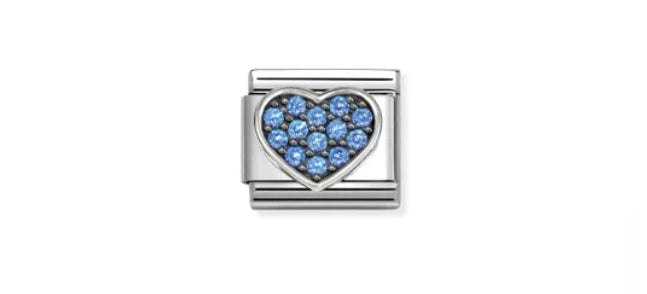 COMPOSABLE CLASSIC LINK HEART, LIGHT BLUE STONES