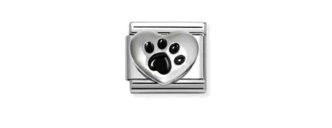 COMPOSABLE CLASSIC LINK, HEART WITH BLACK PAW