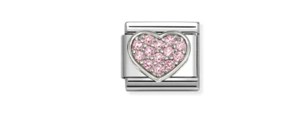 COMPOSABLE CLASSIC LINK HEART, PINK STONES