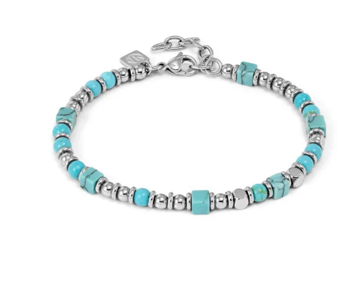 027935 003 INSTINCTSTYLE INFINITY BRACELET, COLOURED SQUARED STONES