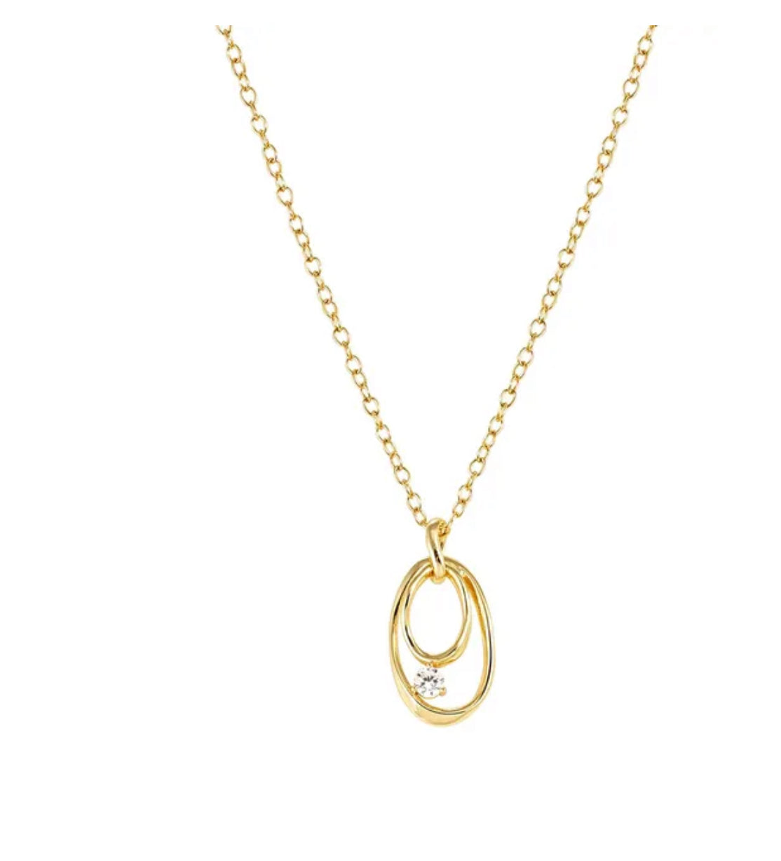 242806/055 MY REBEL ART NECKLACE, SMALL OVAL, WHITE STONE