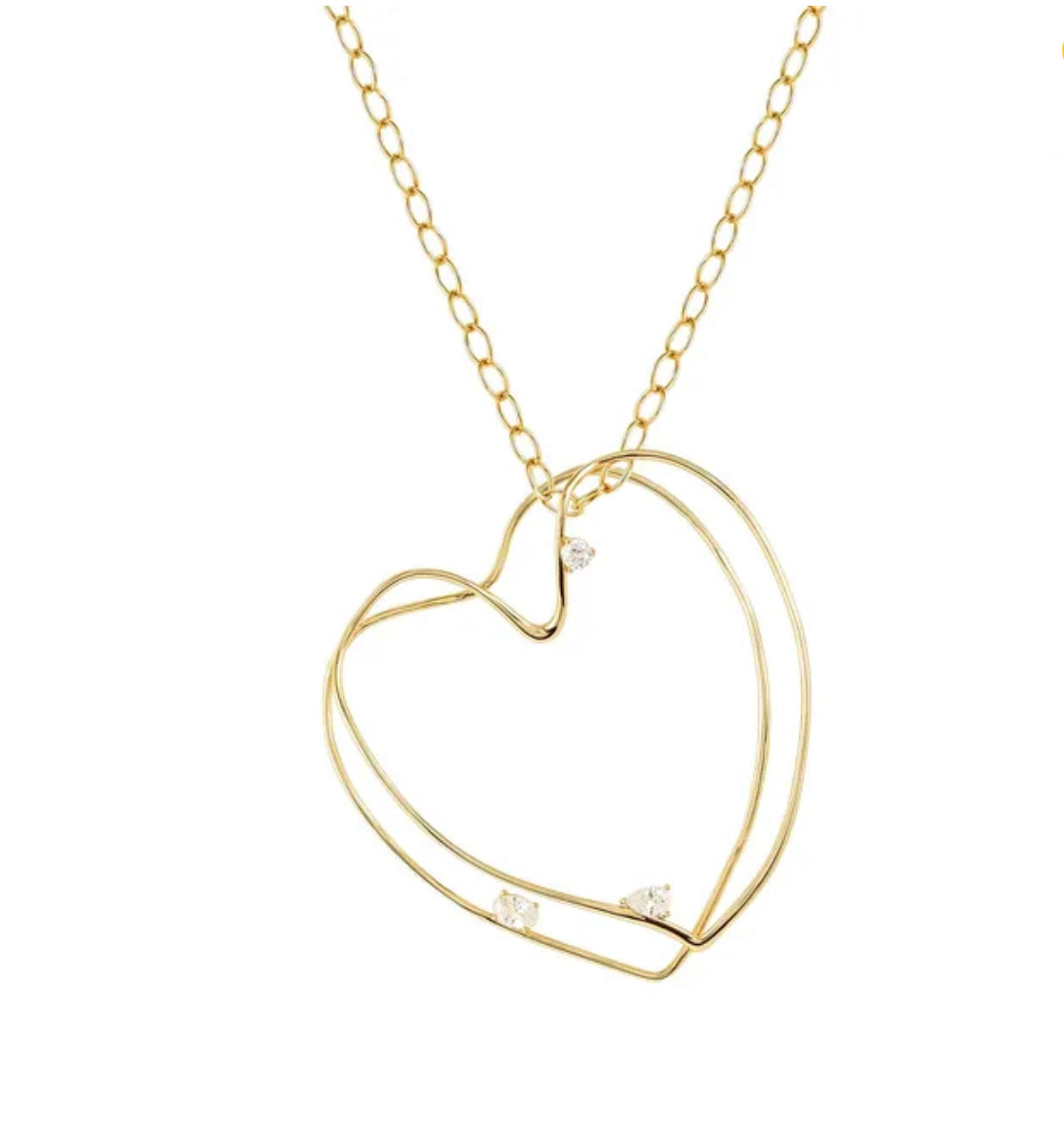 242810 006 LONG NECKLACE MY REBEL ART BIG HEART, WHITE STONES