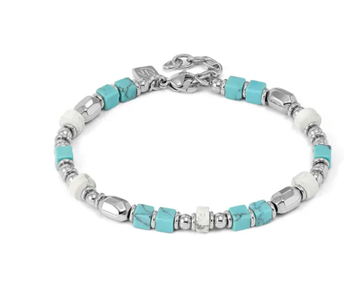 027936 099 INSTINCTSTYLE INFINITY STEEL BRACELET, COLOURED STONES
