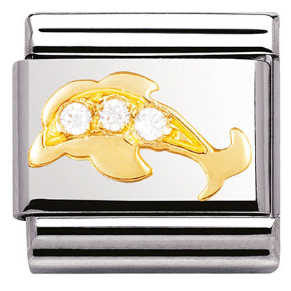 030306/27Classic S/Steel,Bopnded Yellow Gold,CZ,White dolphin