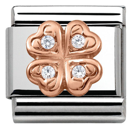 430302/04 Classic S/steel,Rose Gold,CZ Four-Leaf Clover