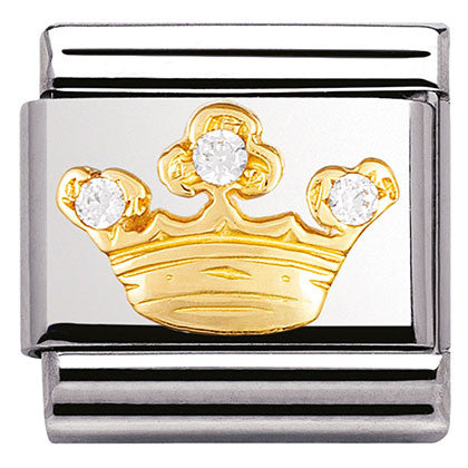 030308/12 Classic S/steel, Bonded Yellow Gold,CZ,White crown Queen