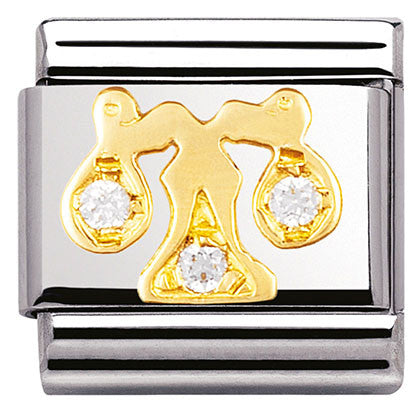 Classic ZODIACS/Steel,Bonded Yellow Gold, CZ, Libra