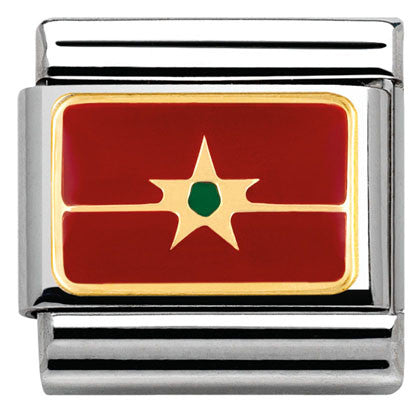 030237/20 Classic Flag AFRICA,S/steel, enamel, bonded yellow gold MOROCCO