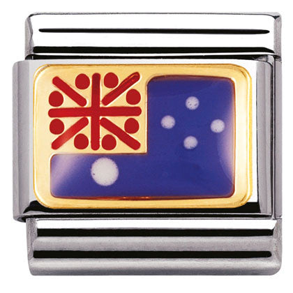 030238/01 Classic OCEANIA FLAG,S/steel,enamel,bonded yellow gold AUSTRALIA