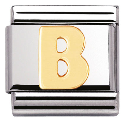 030101/02 Classic LETTER,S/Steel,Bonded Yellow Gold Letter B