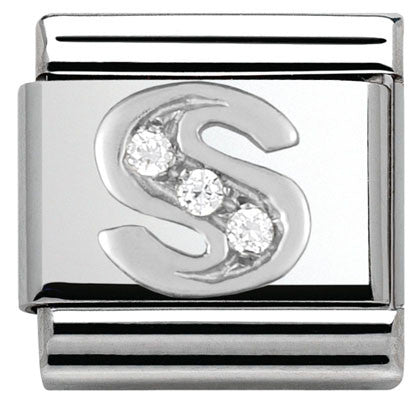 330301/19 Classic LETTER S S/steel. Cub. zirc,925 silver