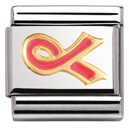 030208/29 Classic DAILY LIFE,S/Steel,enamel,bonded yellow gold Pink ribbon