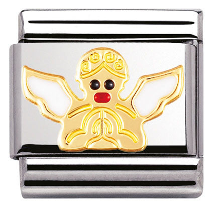 030225/16 Classic S/steel,enamel,bonded yellow gold angel Angel