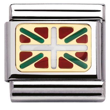 030234/46 Classic FLAG S/steel,enamel,bonded yellow gold Bandiera BASCA