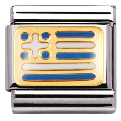 030234/22 Classic FLAG ,S/steel,enamel,bonded yellow gold GREECE