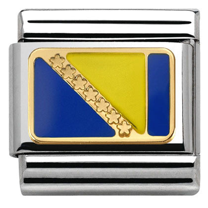 030234/51 Classic FLAG BOSNIA S/steel, enamel bonded yellow gold