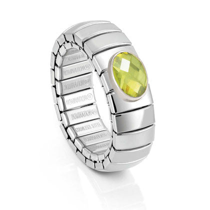 XTE stainless steel? sterling silver and FACETED stone ring (004_GREEN)
