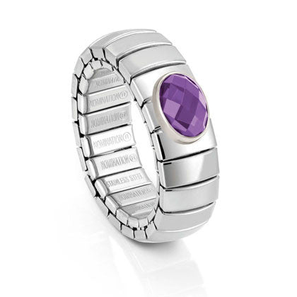 XTE stainless steel? sterling silver and FACETED stone ring 001 PURPLE