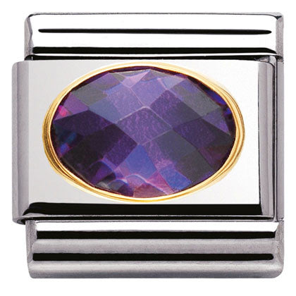 030601/001 Classic FACETED CZ Purple S/Steel, Bonded Yellow Gold
