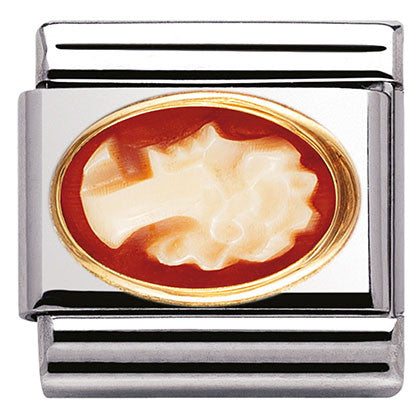 030504/12 Classic OVAL SEMIPRECIOUS STONES,S/Steel, Bonded Yellow Gold CAMEO