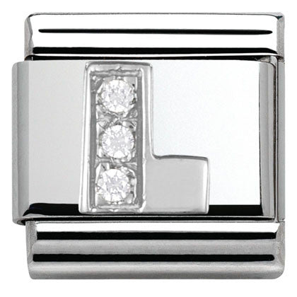 330301/12 Classic LETTER L S/Steel. Cub. zirc,925 silver