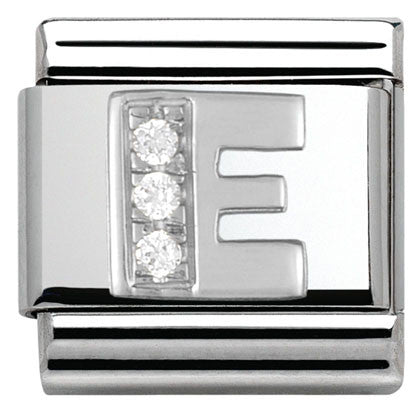 330301/05 Classic LETTER E S/steel. Cub. zirc,925 silver