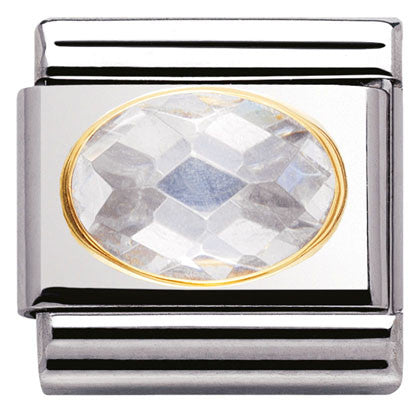 030601/010 Classic FACETED CZ White S/Steel, Bonded Yellow Gold